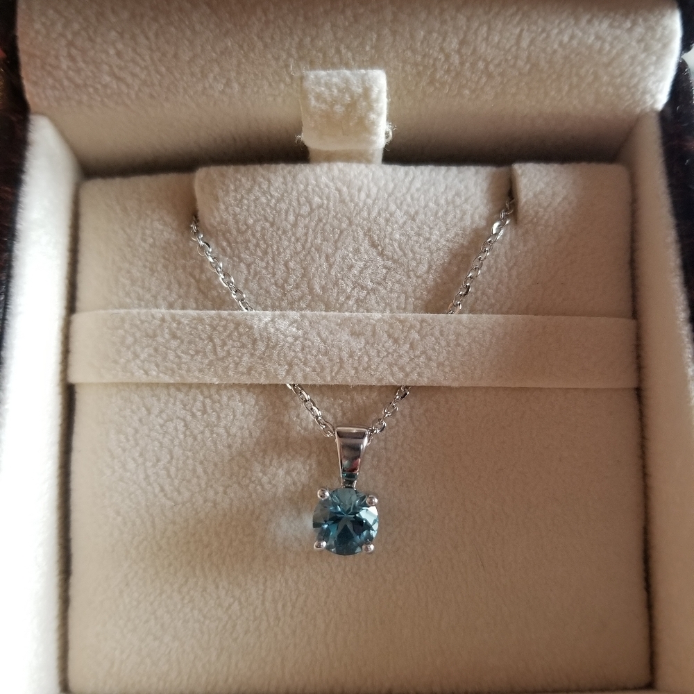 Angara Sterling Silver Blue Topaz pendant necklace